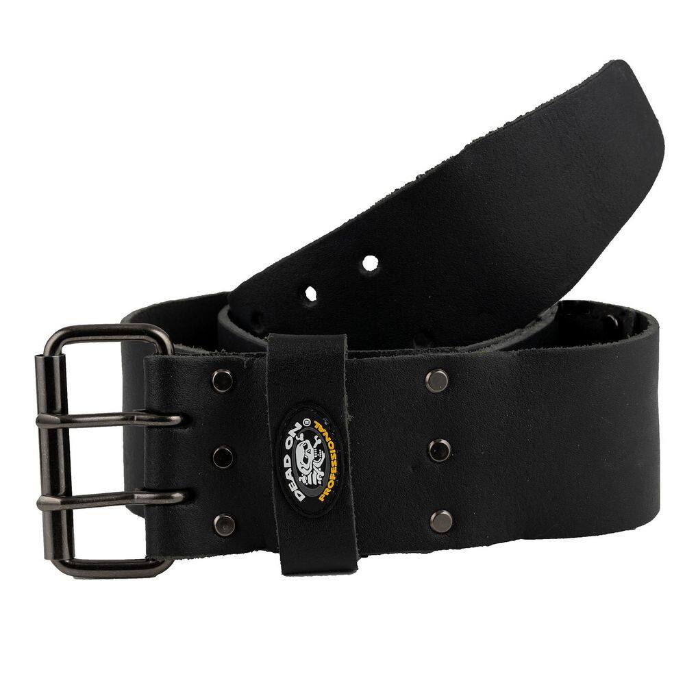 3 in. Wide Oil Tan Tool Belt in Black Saddle Leather with Double Tongue Roller Buckle - Hercitys