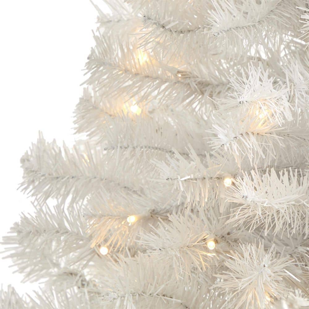 5 ft. Pre-Lit White Artificial Christmas Tree with 150 Clear LED Lights - Hercitys