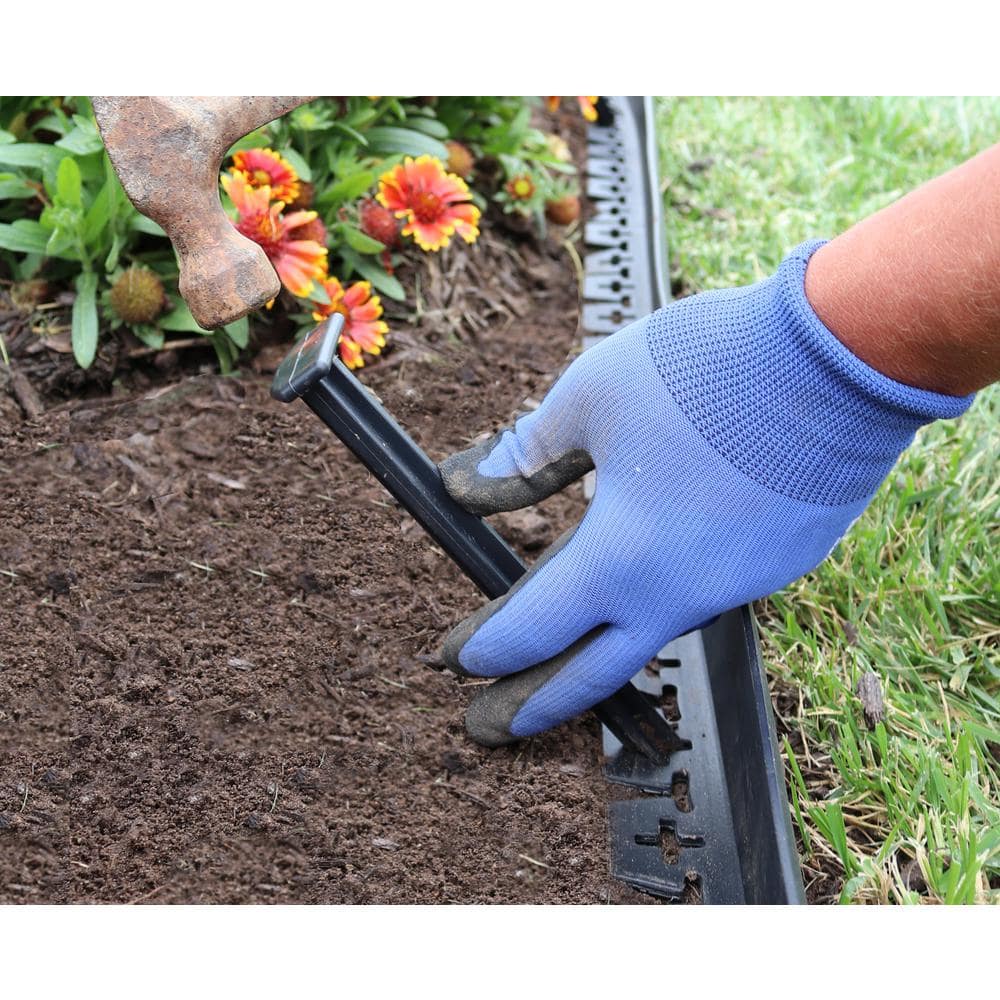 20 ft. L x 2 in. W x 3 in. H Black Tall Resin Innovative Edge No Dig Edging with 9 in. Poly Stakes (10-Quantity) - Hercitys