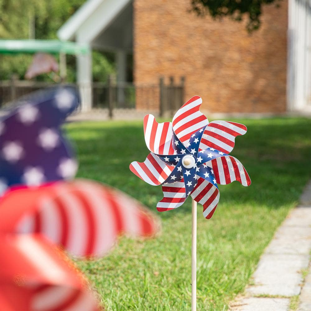 32 in. H Set of 3 Plastic Stars&Stripes Patriotic/Americana Windmills(KD) - Hercitys