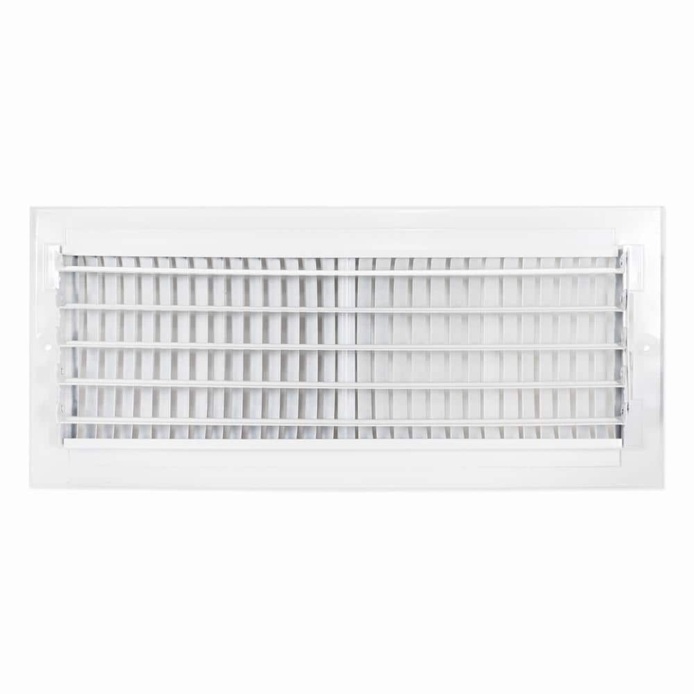 16 in. x 6 in. 2-Way Steel Wall/Ceiling Register, White - Hercitys