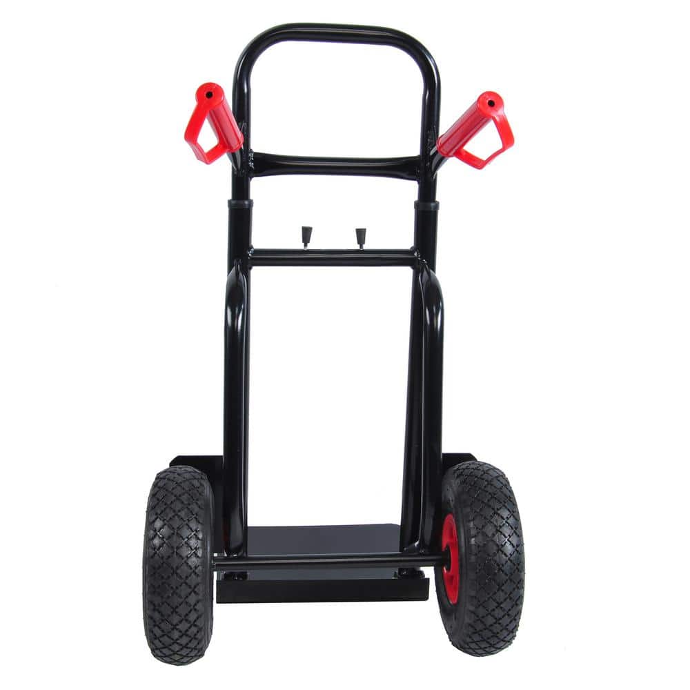 1.5 cu. ft. Metal Garden Cart, 2-Large and 2-Small Wheels, 10 in. Rubber Wheels, Black - Hercitys