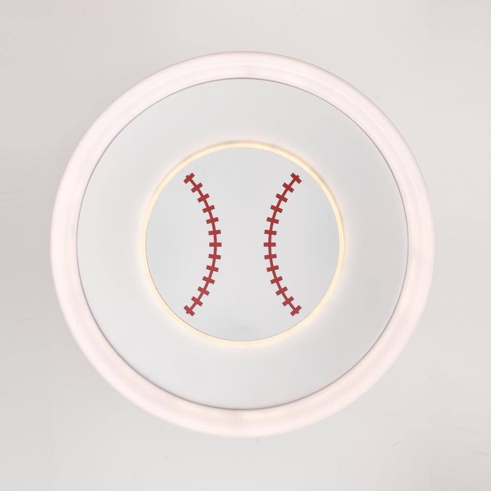 19 in. 95-Watt Modern Baseball/Softball Pattern Integrated LED Flush Mount with White Acrylic Shade - Hercitys