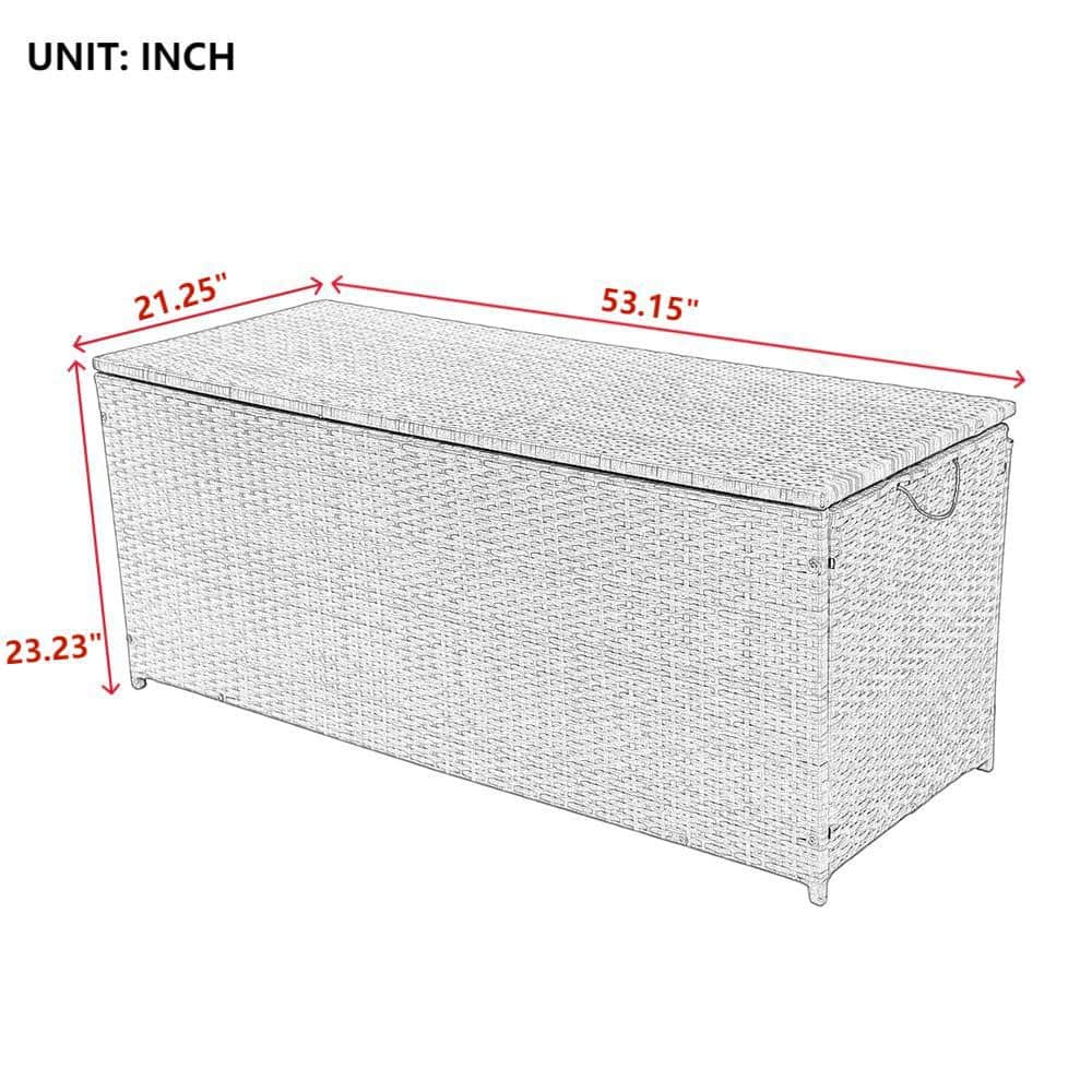 113 Gal. Gray Wicker Patio Deck Box with Lid - Hercitys