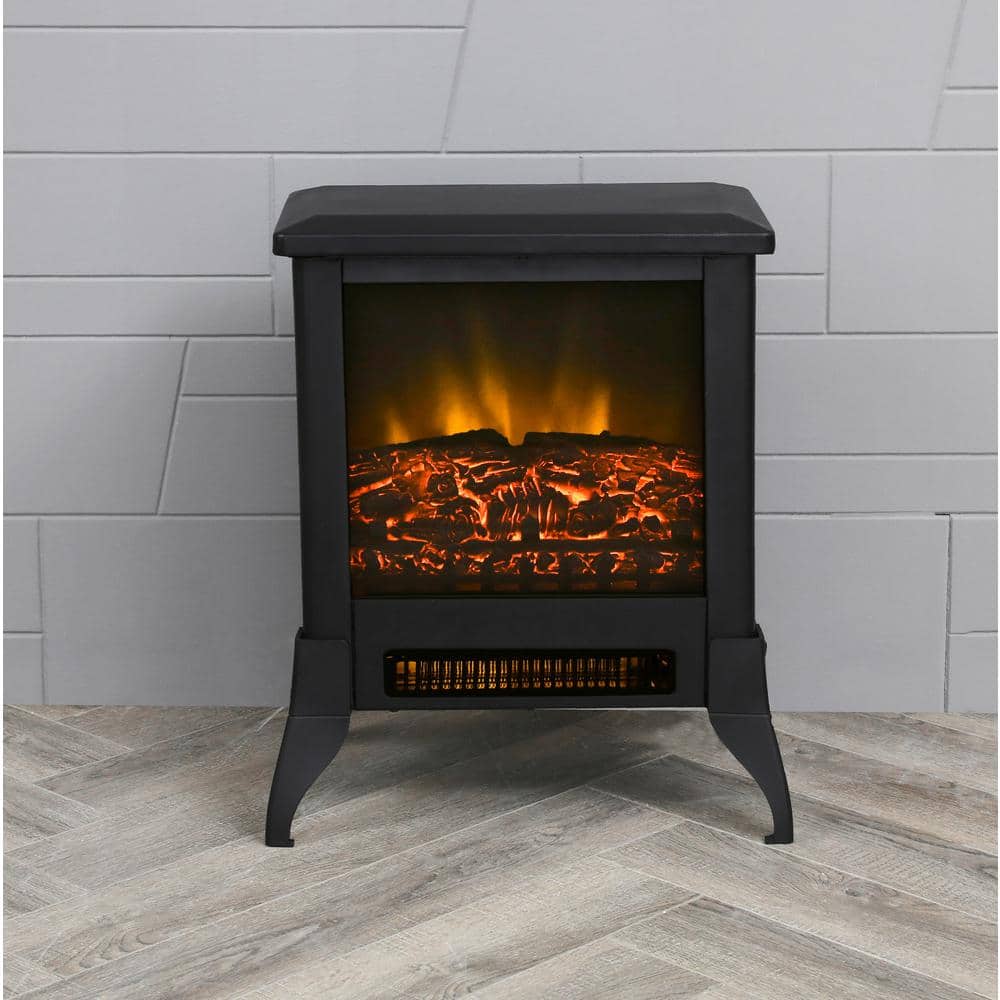 15 in. Freestanding Electric Fireplace in Black - Hercitys