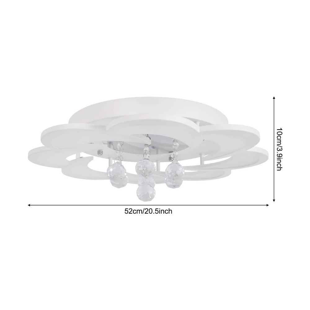 20.47 in. 1- Light White Modern Flower Shape LED Semi-Flush Mount Ceiling Light with Acrylic Shade (Cool Light) - Hercitys