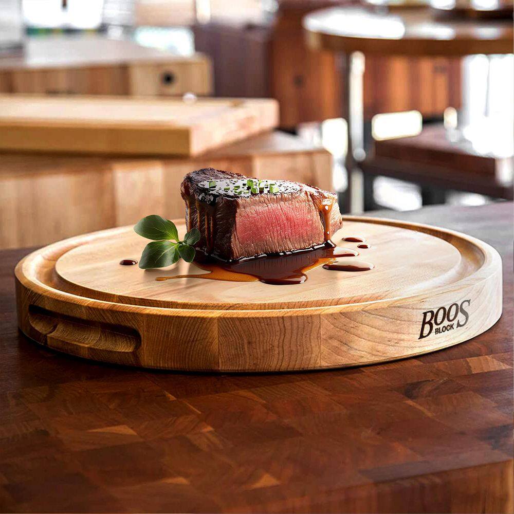 15 in. x 15 in. Round Wood Edge Grain Cutting Board - Hercitys