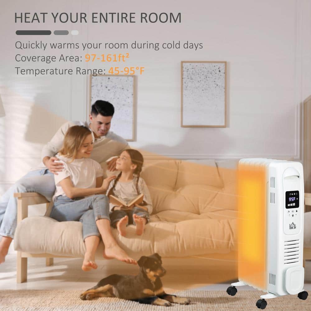 1500W Electric Ceramic Space Heater, Freestanding 161 Sq. ft. Heater with 3 Modes, Timer, and Remote, White - Hercitys