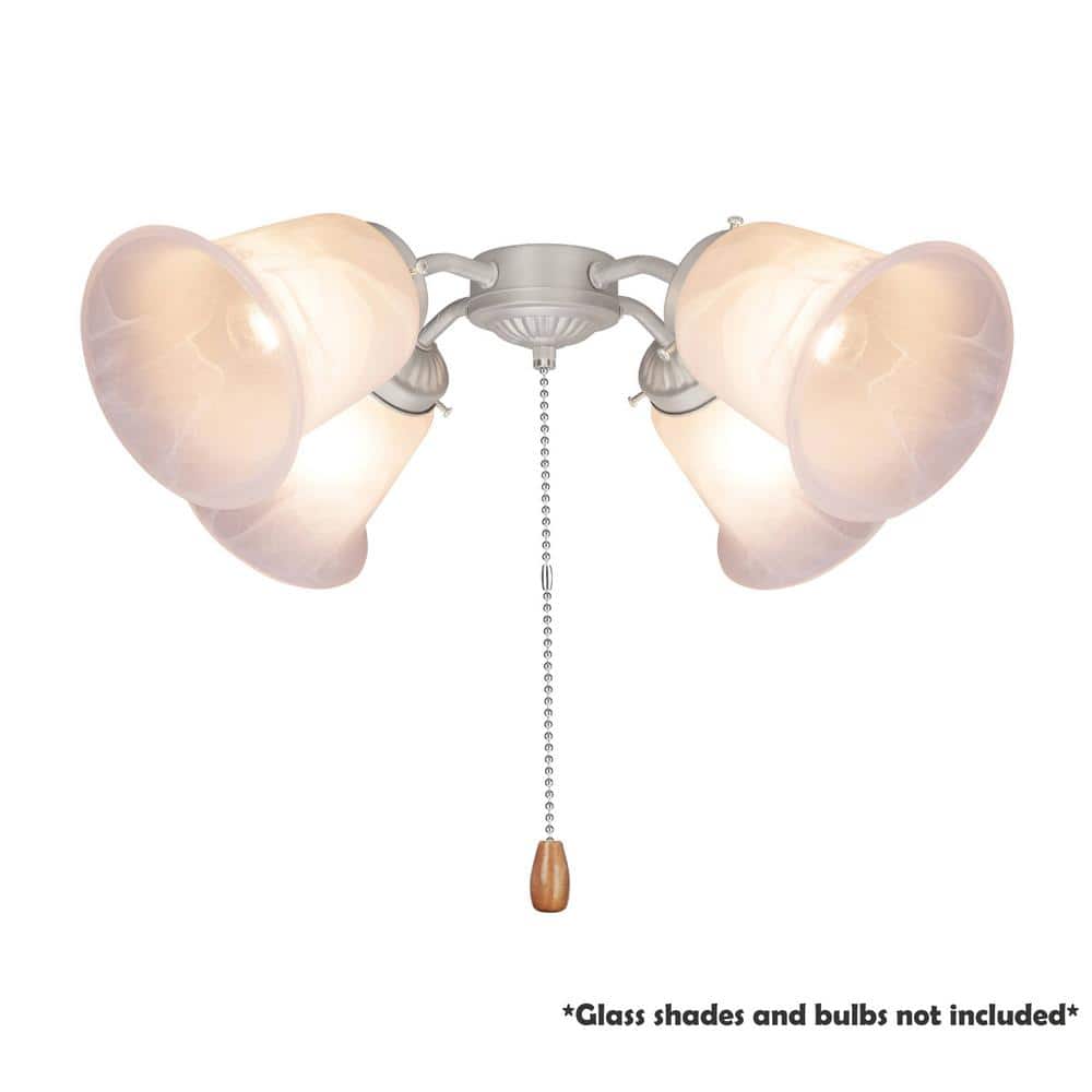 4-Light 9 in. Brushed Nickel Ceiling Fan Fitter Light Kit with Pull Chain (1-Pack) - Hercitys