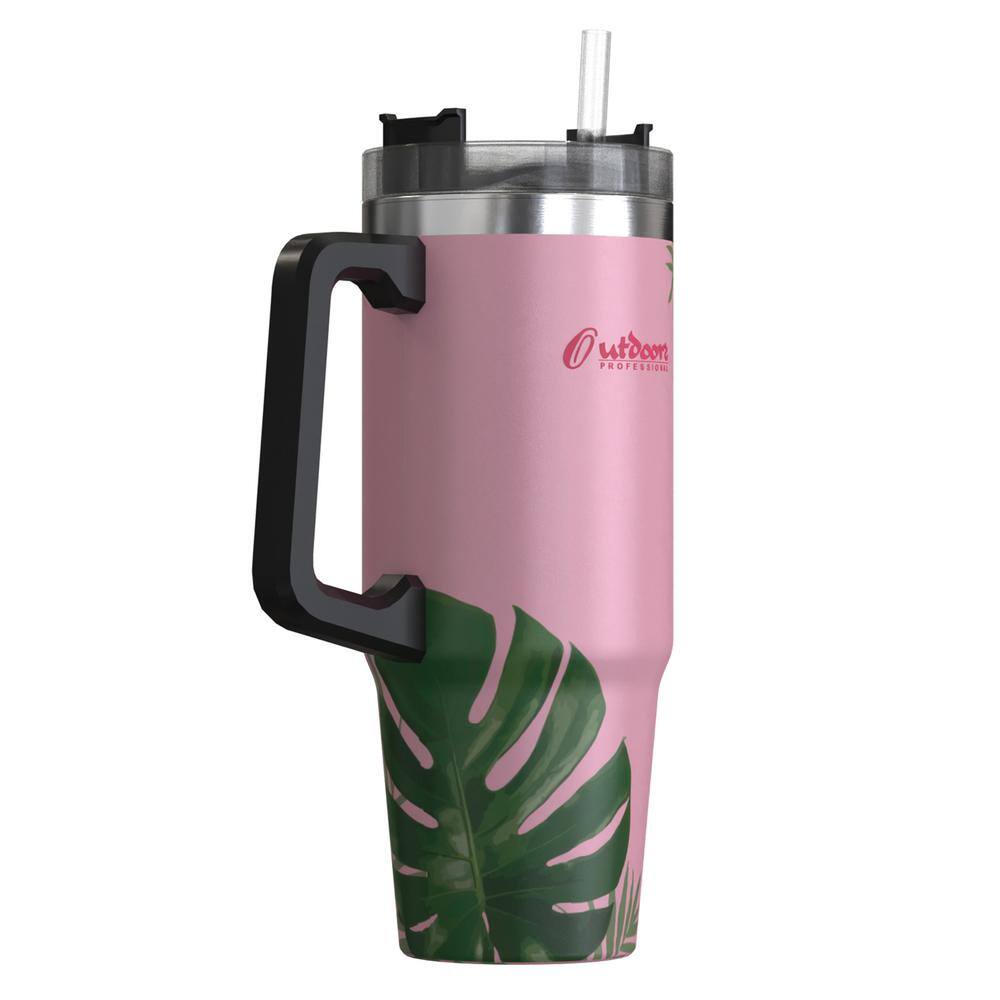 30 oz. Double-Walled Insulated Tropical Pink Stainless Steel Tumbler - Hercitys