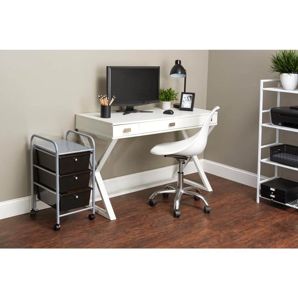 3-Drawer Metal File Organizer Cart in Black - Hercitys