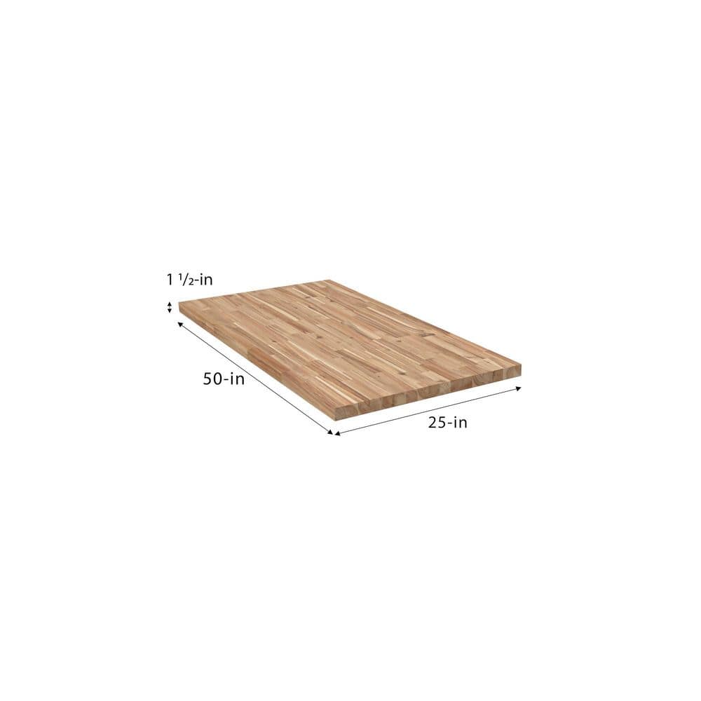 4 ft. L x 25 in. D Unfinished Acacia Solid Wood Butcher Block Countertop With Square Edge - Hercitys