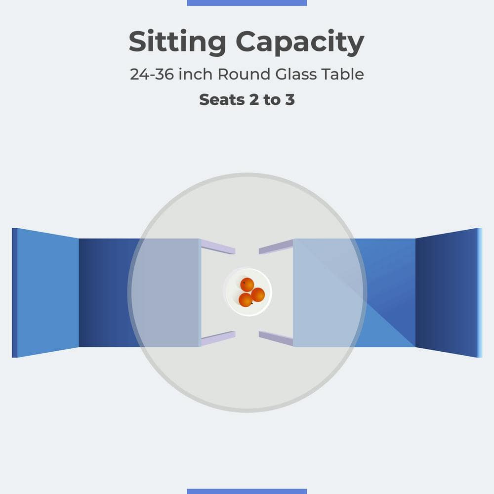 24 in. Clear Round Glass Table Top, 1/2 in. Thickness Tempered Beveled Edge Polished - Hercitys