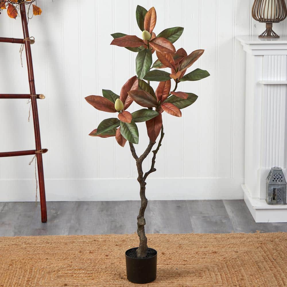 4 ft. Brown Fall Magnolia Artificial Tree - Hercitys