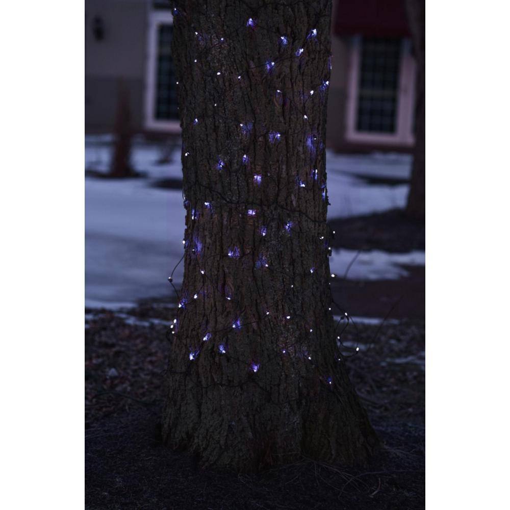 2 ft. x 8 ft. Blue Mini Net Style Tree Trunk Wrap Christmas Lights with Brown Wire - Hercitys