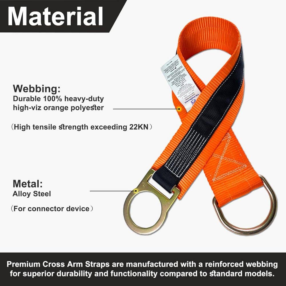 3 ft. Double Steel D-Ring Safety Strap Cross Arm Strap Fall Protection Beam Strap OSHA ANSI Compliant High Capacity - Hercitys
