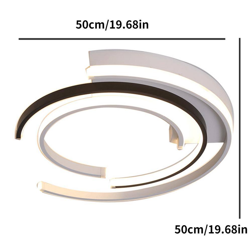 19.68 in. Modern Creative White and Black Integrated LED Flush Mount Ceiling Light with White Acrylic Shade - Hercitys