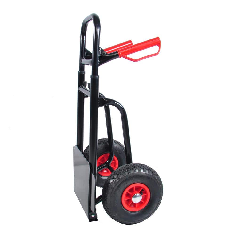 1.5 cu. ft. Metal Garden Cart, 2-Large and 2-Small Wheels, 10 in. Rubber Wheels, Black - Hercitys