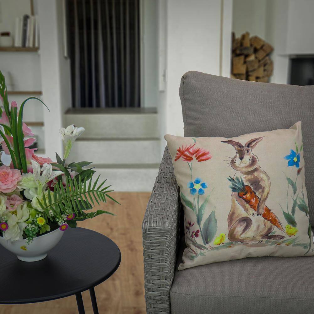 16 in. Bunny with Carrot Easter Pillow - Hercitys