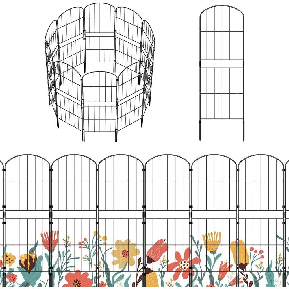 38 in. Metal Decorative Garden Fence Rustproof Wire Border with Plastic Stakes 10ft Long for Yard and Patio - Hercitys