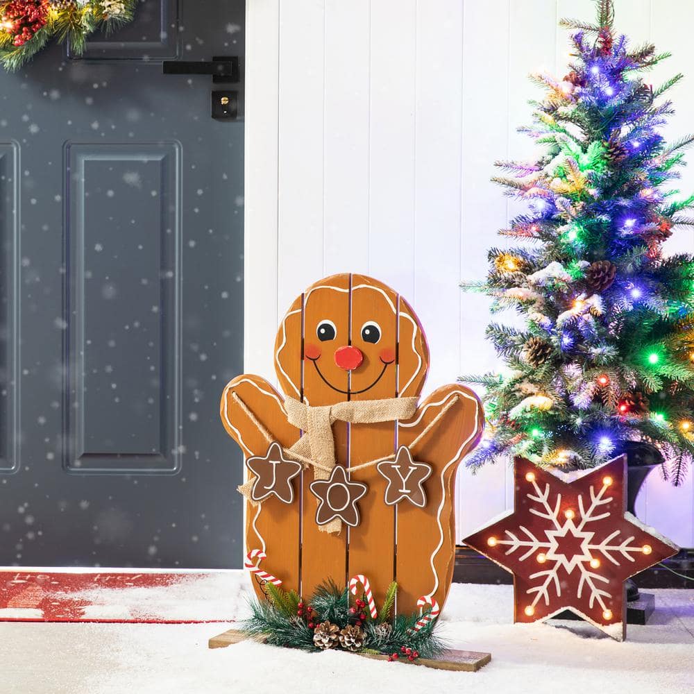 24 in. H Wood Christmas Gingerbread Man Porch Decor - Hercitys
