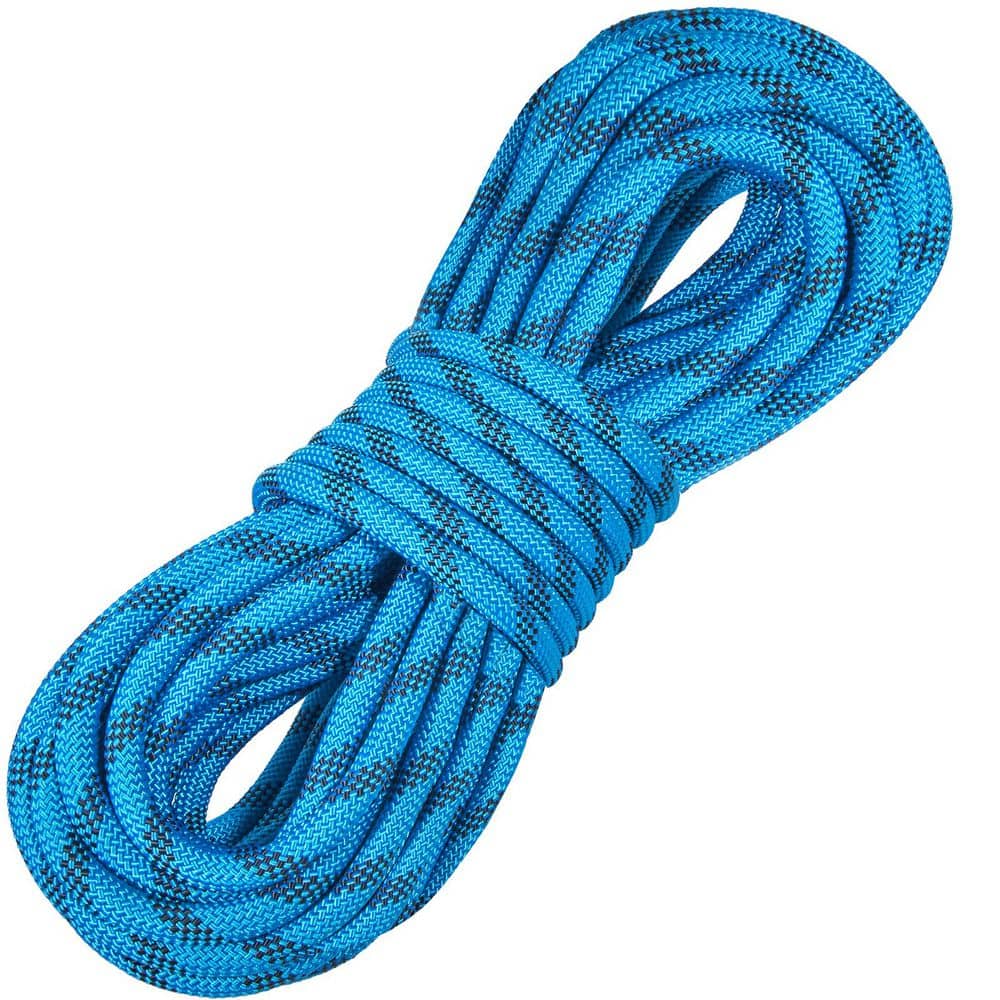 10.5 mm Static Climbing Rope, 19. 5M(64ft. ) Outdoor Rock Climbing Rope 25KN Breaking Tension, Steel Snap Hooks, Blue - Hercitys
