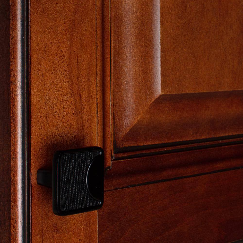 1-1/4 in. Square Matte Black Embossed Leather Drawer Knobs (10-Pack) - Hercitys