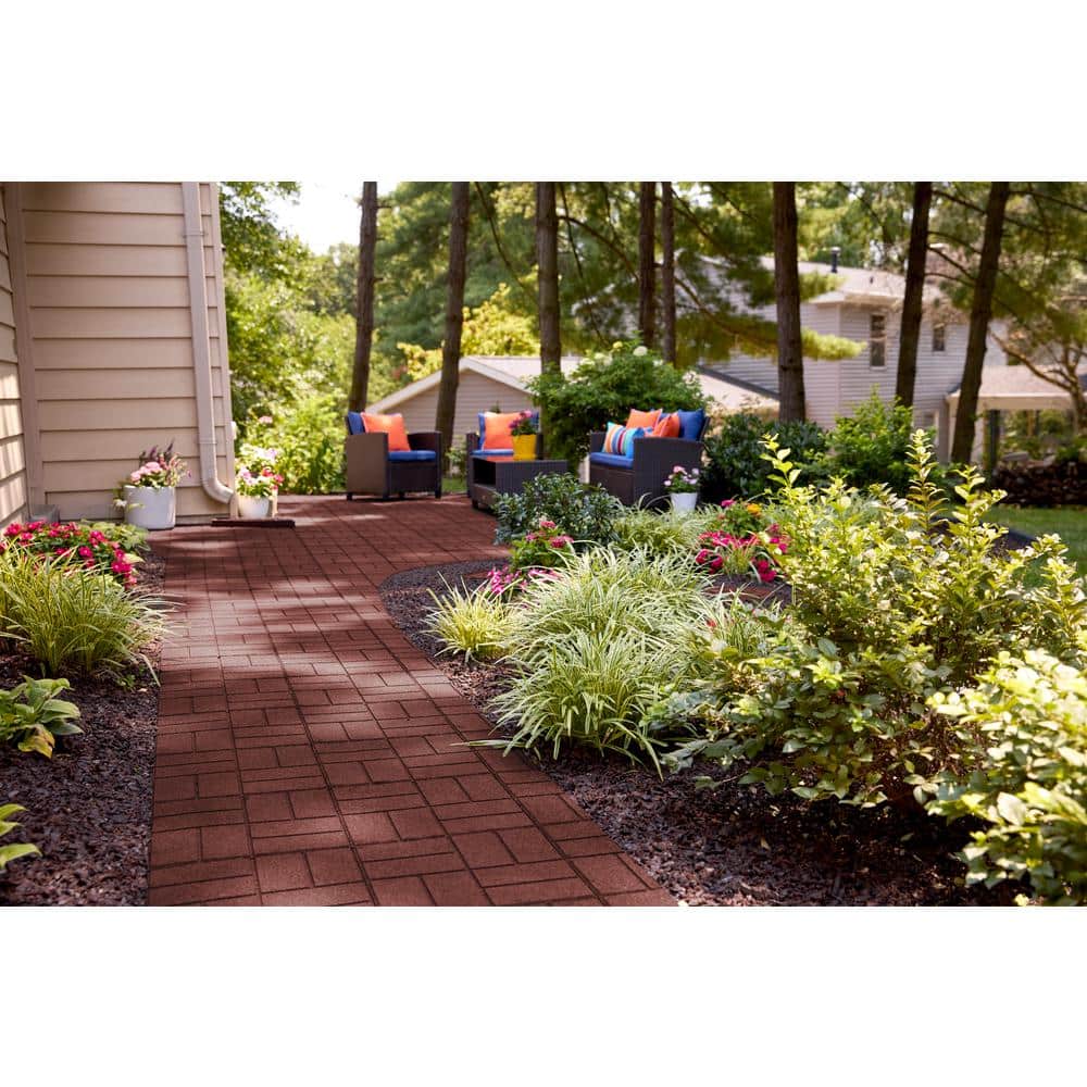 16 in. x 16 in. x 5/8 in. Red SmartLoc Rubber Paver (9-Pack) - Hercitys