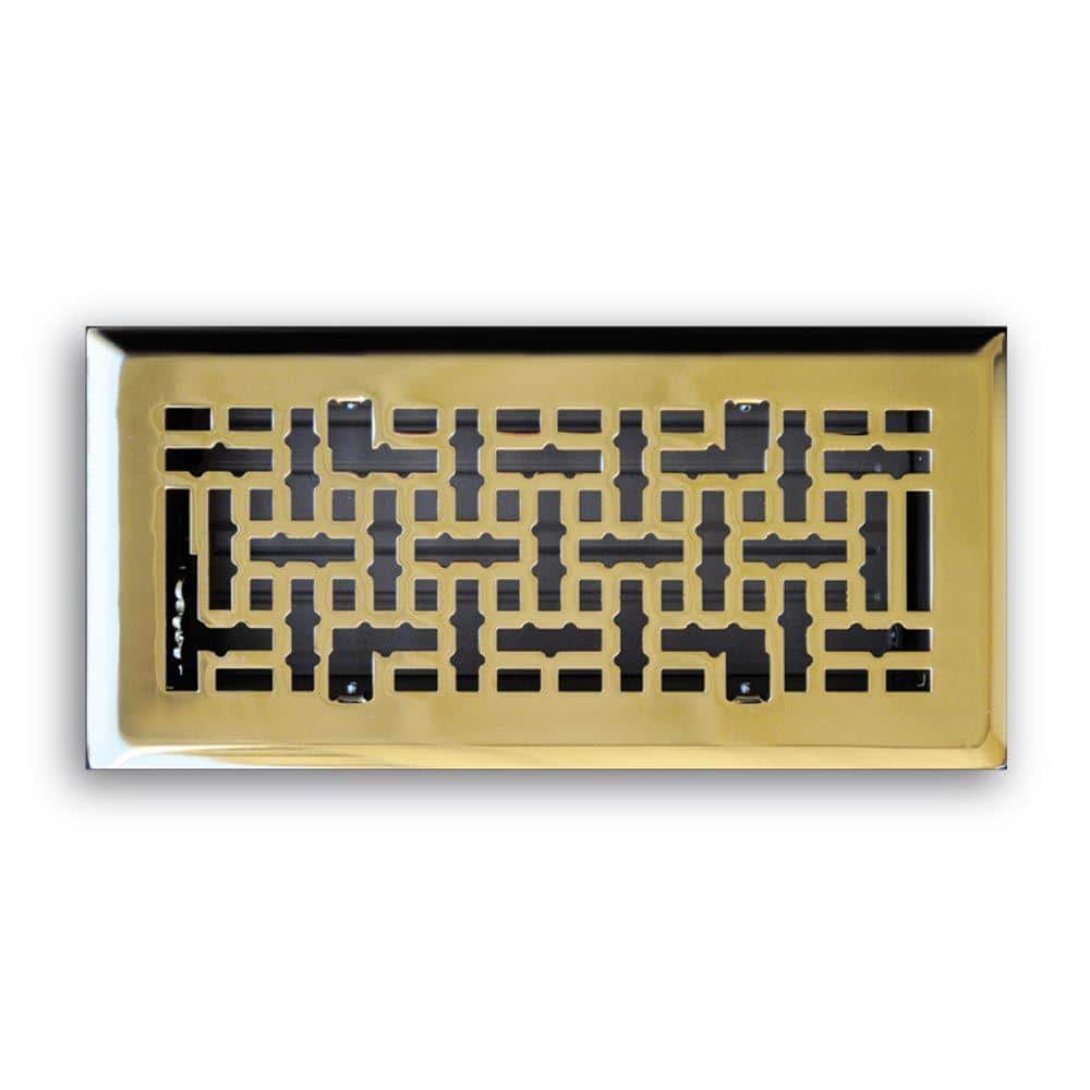 4 in. x 10 in. Modern Contempo Floor Diffuser, Polished Brass - Hercitys