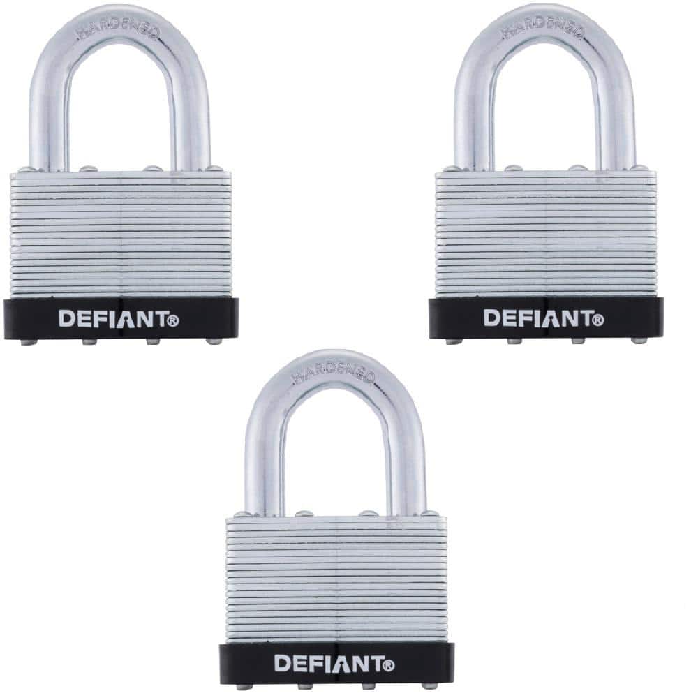 50 mm 1 in. 3-Pack Laminated Steel Shackle Keyed Padlock (Includes 3 Keys) - Hercitys