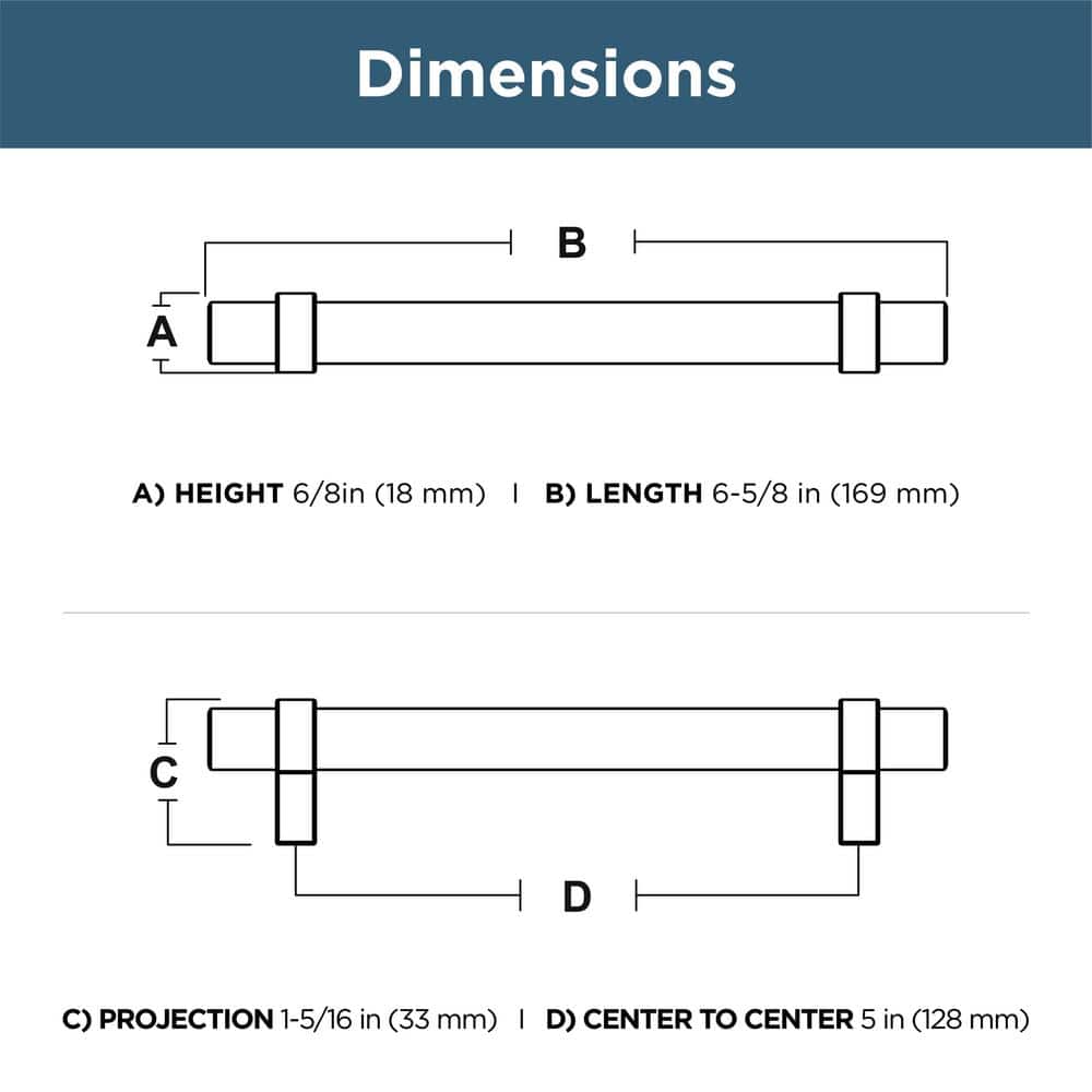 30-Pack Simple Wrapped Bar 5-1/16 in. (128 mm) Classic Matte Black Cabinet Drawer Pulls - Hercitys
