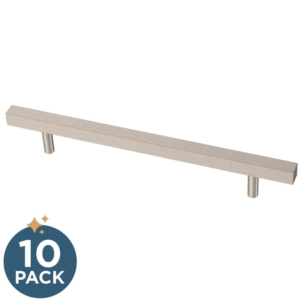 10-Pack Simple Square Bar 6-5/16 in. (160 mm) Modern Cabinet Drawer Pulls in Stainless Steel - Hercitys