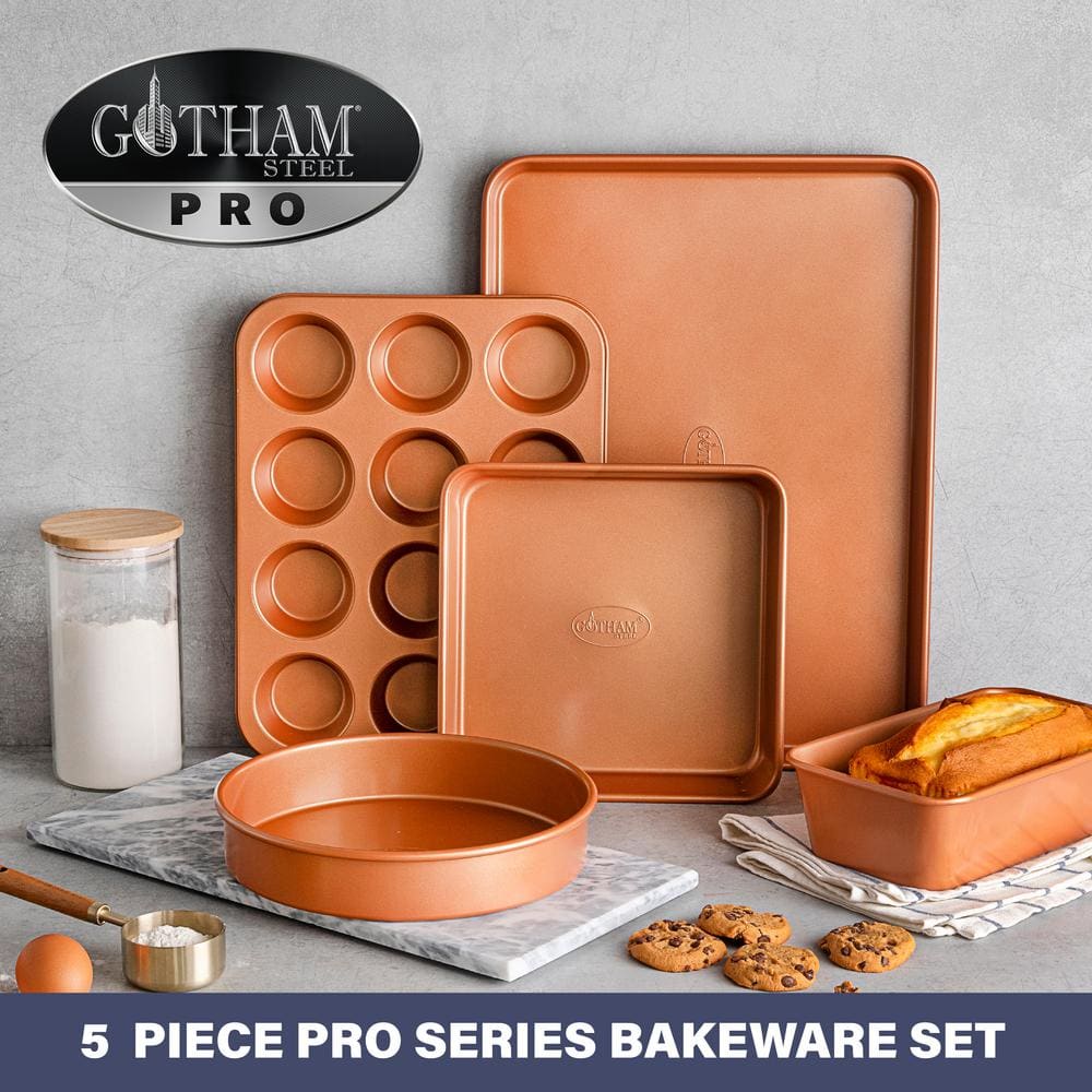 5-Piece Aluminum Ti-Ceramic Nonstick Ultimate Bakeware Set in Copper - Hercitys