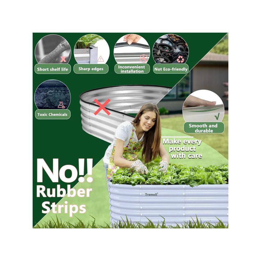 4 x 2 x 1 ft. Light Grey Metal Oval Raised Garden Beds (2-Pack) - Hercitys