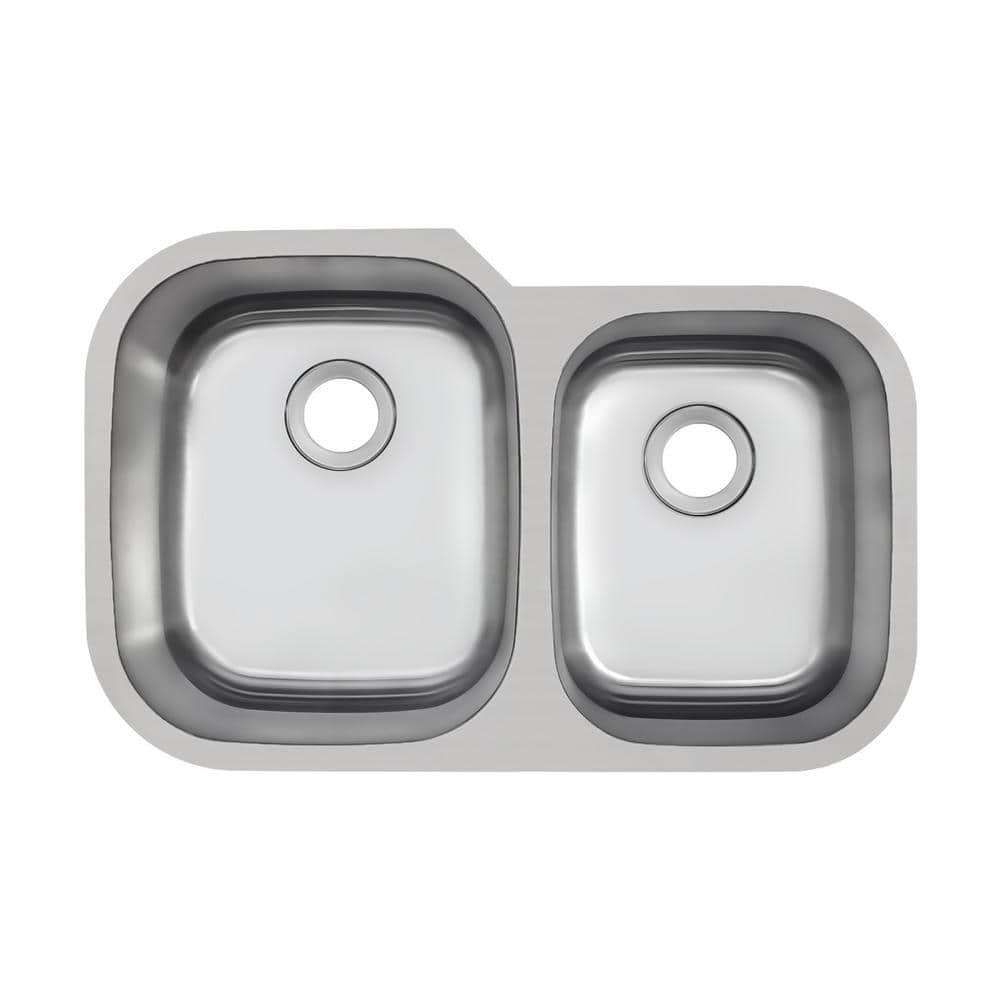 31.5 in. Undermount 60/40 Double Bowl 16 Gauge Stainless Steel Kitchen Sink - Hercitys