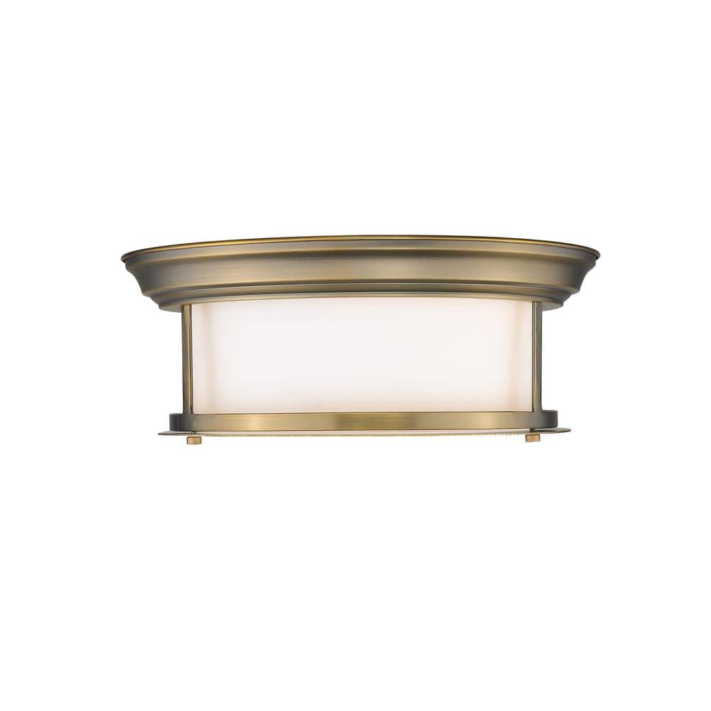 5 in. 1-Light Heritage Brass Flush Mount with Matte Opal Shade - Hercitys
