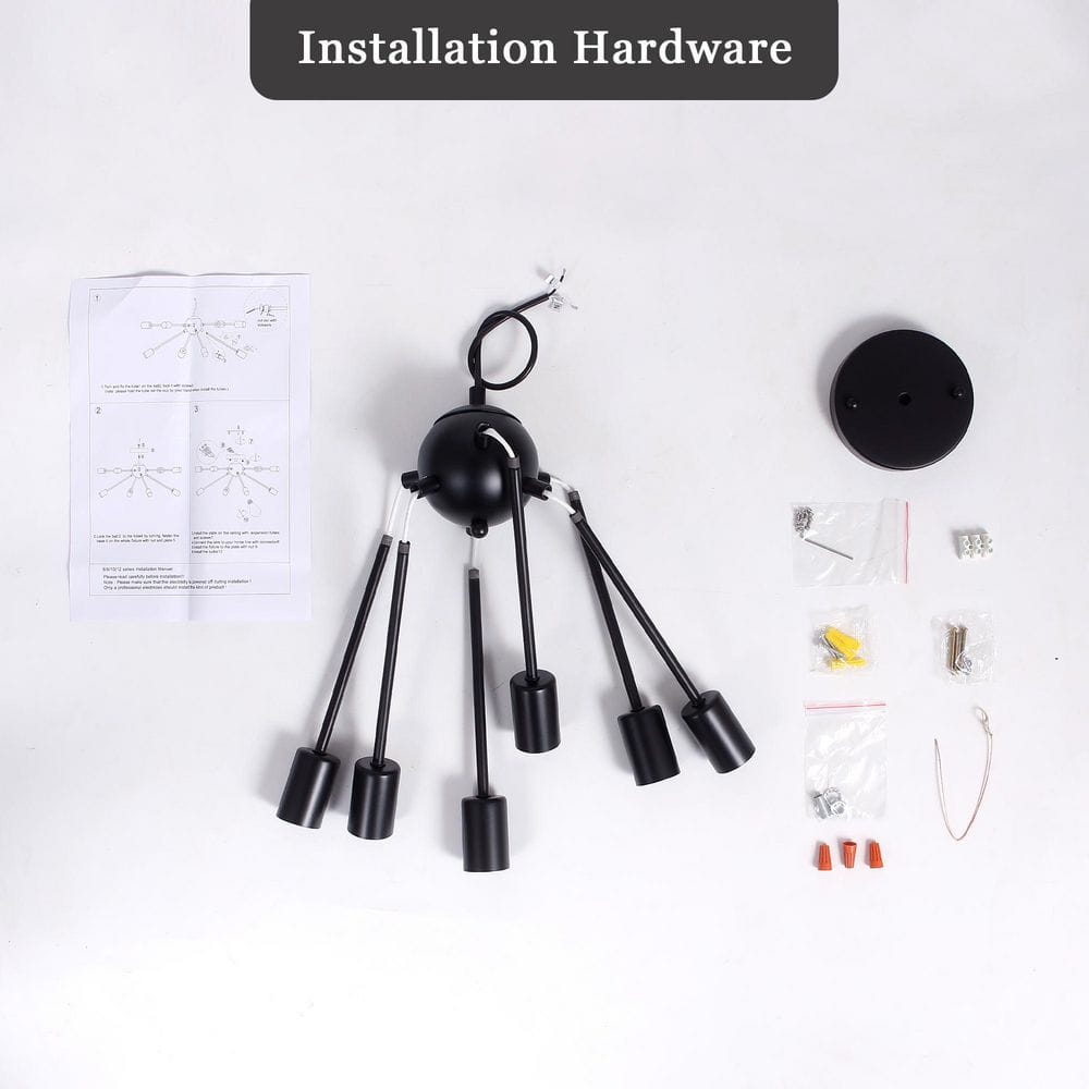 30.11 in. 4-Light Black Industrial Semi-Flush Mount with No Bulbs Included - Hercitys