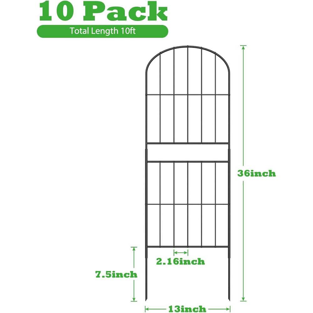 36 in. Metal Rustproof Decorative Garden Fence for Dog, Flower Edging and Landscape Decor – (10-Pack) - Hercitys