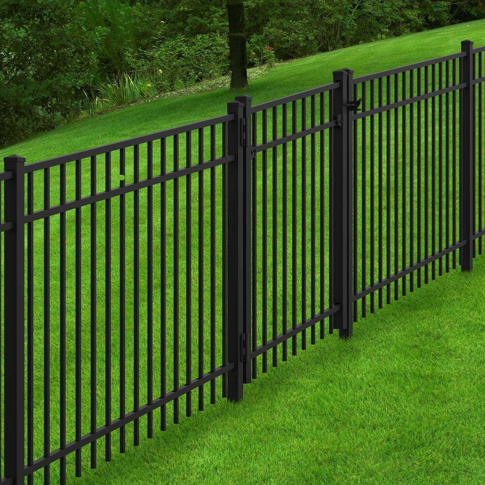 4 ft. H Black Aluminum 3 Rail Adjustable Fence Gate Kit - Hercitys