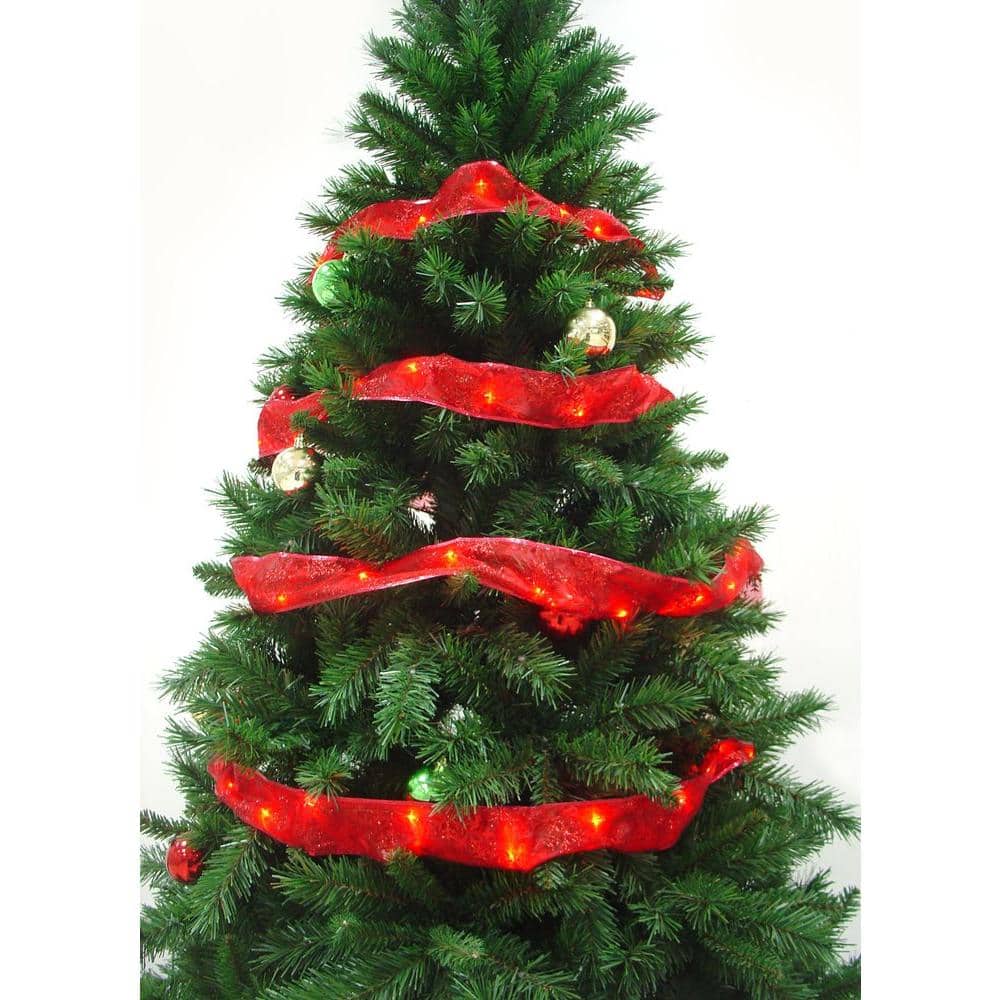 12 ft. Pre-Lit LED Red Ribbon Garland - Hercitys