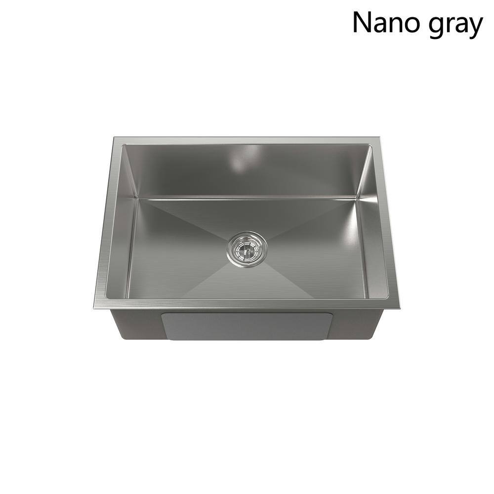 27 in. Multifunctional Undermount Single Bowl Nano Gray Stainless Steel Kitchen Sink (Sink Only) - Hercitys