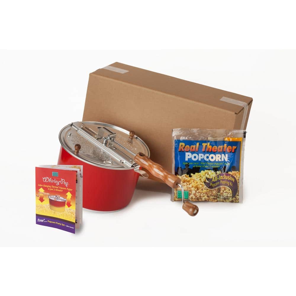 2-Piece Aluminum Color Changing Stovetop Popcorn Popper Set with Real Theater All-Inclusive Popping Kit - Hercitys