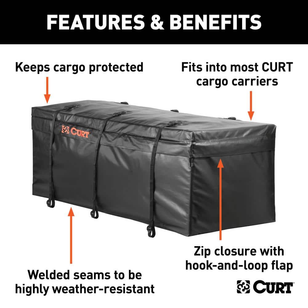56 in. x 22 in. x 21 in. CURT Hitch Cargo Carrier Bag (Water, UV-resistant black vinyl) - Hercitys