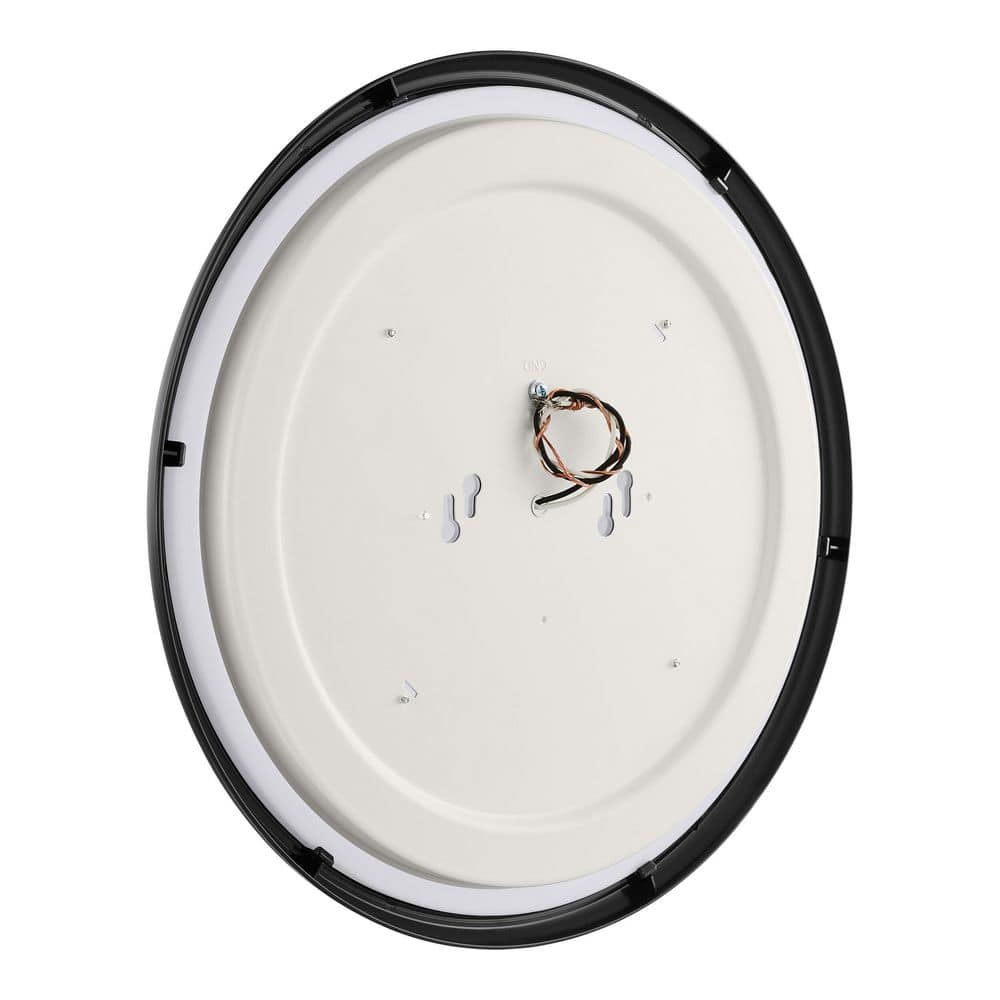 14 in. Light Brushed Nickel and Oil-Rubbed Bronze Adjustable CCT Integrated LED Flush Mount with Interchangeable Trim - Hercitys