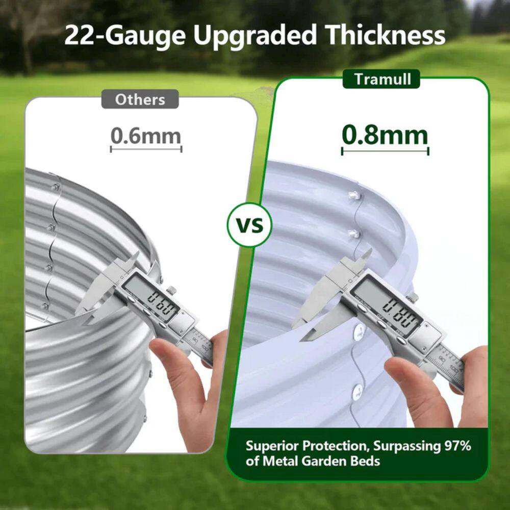 4 x 2 x 1 ft. Light Grey Oval Metal Raised Garden Bed (2-Pack) - Hercitys