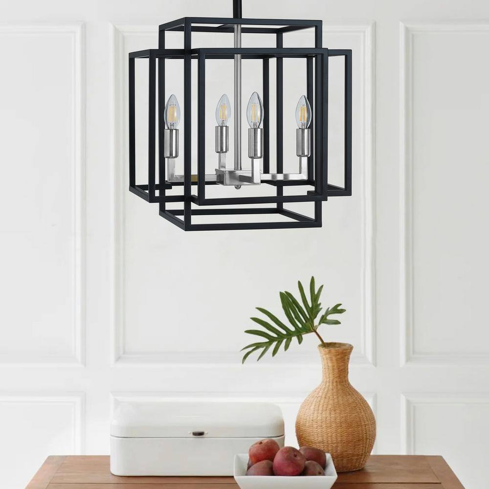 18.1 in. 4-Light Black Industrial Farmhouse Semi Flush Mount Ceiling Light - Hercitys