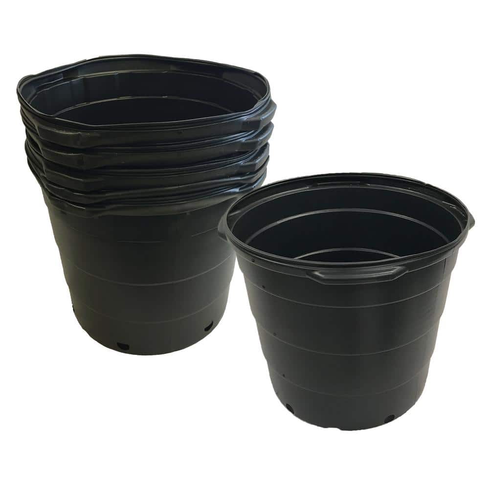 20 Gal. 80 qts. Black Round Plastic Nursery Garden Pots 77.22 l/3.17 cu. Ft. (5-Pack) - Hercitys