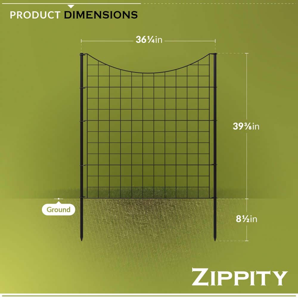 3.25 ft. H x 3 ft. W Zippity Black Metal Garden Fence Panel with Stakes (5-pack) - Hercitys