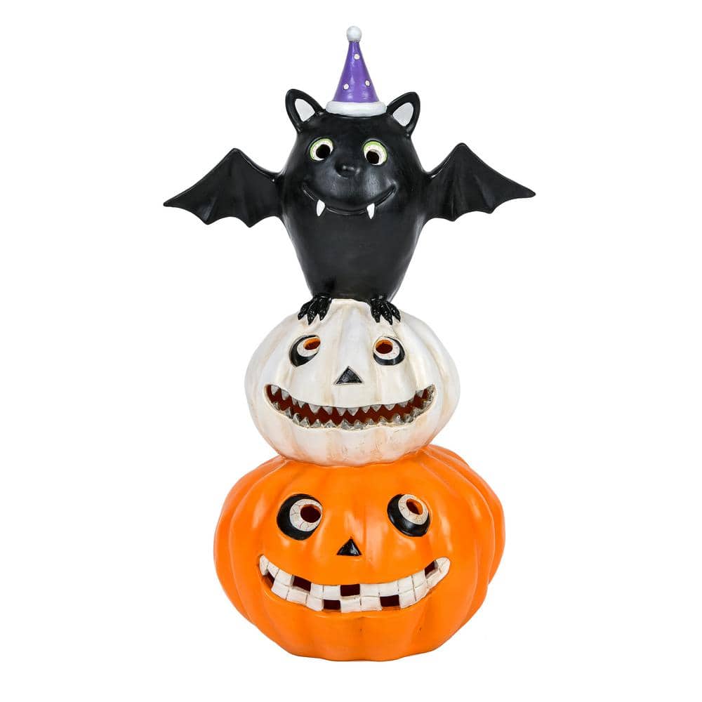 22 in. Pre-Lit Bat Standing on Pumpkins – Battery Operated - Hercitys