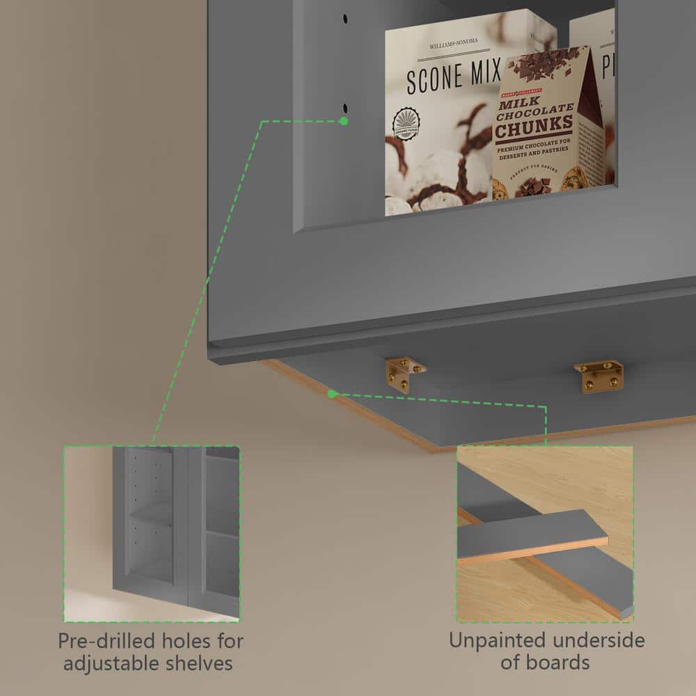 15-in W x 12-in D x 12-in H in Shaker Grey Plywood Ready to Assemble Wall Cabinets without Glass - Hercitys